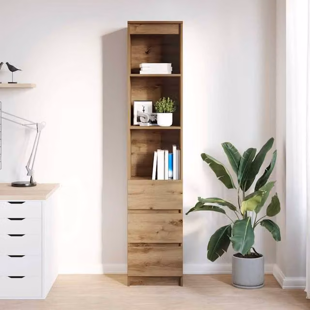 Berkfield Home Artisan Oak Highboard in Brown, W/D/H: 37.5 x 35 x 180 cm