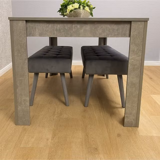 Kosy Koala Modern Grey Stone Effect Dining Set with Benches