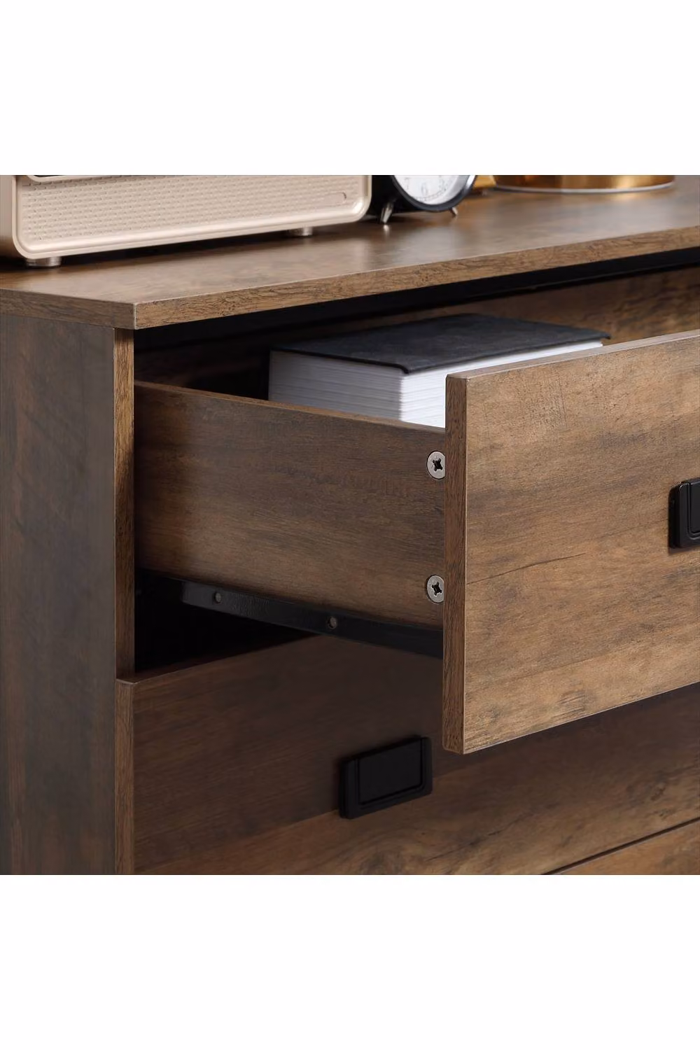ERGOVEXA 4-Drawer Chest of Drawers, Rustic Brown Storage Organiser Unit – 3