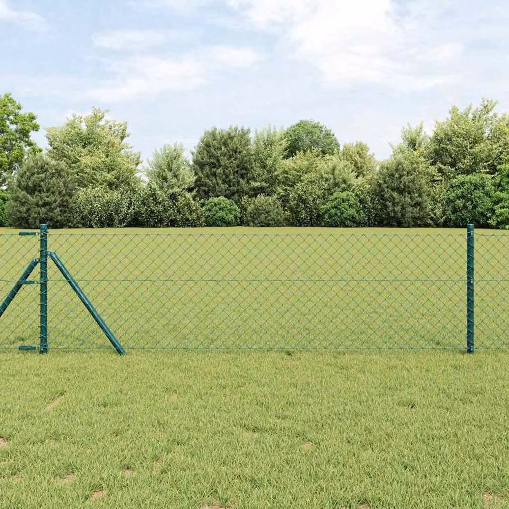 Berkfield Home Green PVC Coated Galvanised Steel Round Chain Link Fence – 1
