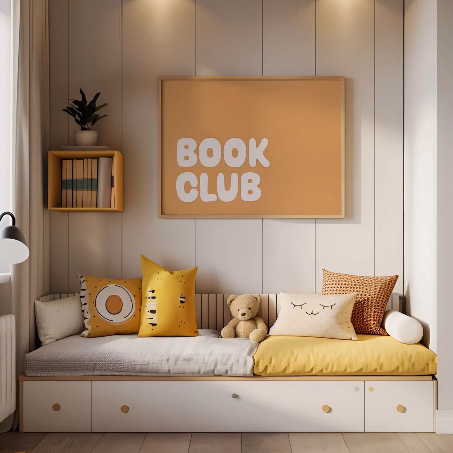 Autumns Corner Book Club Typography Paper Poster, A2, Mustard Yellow – 2