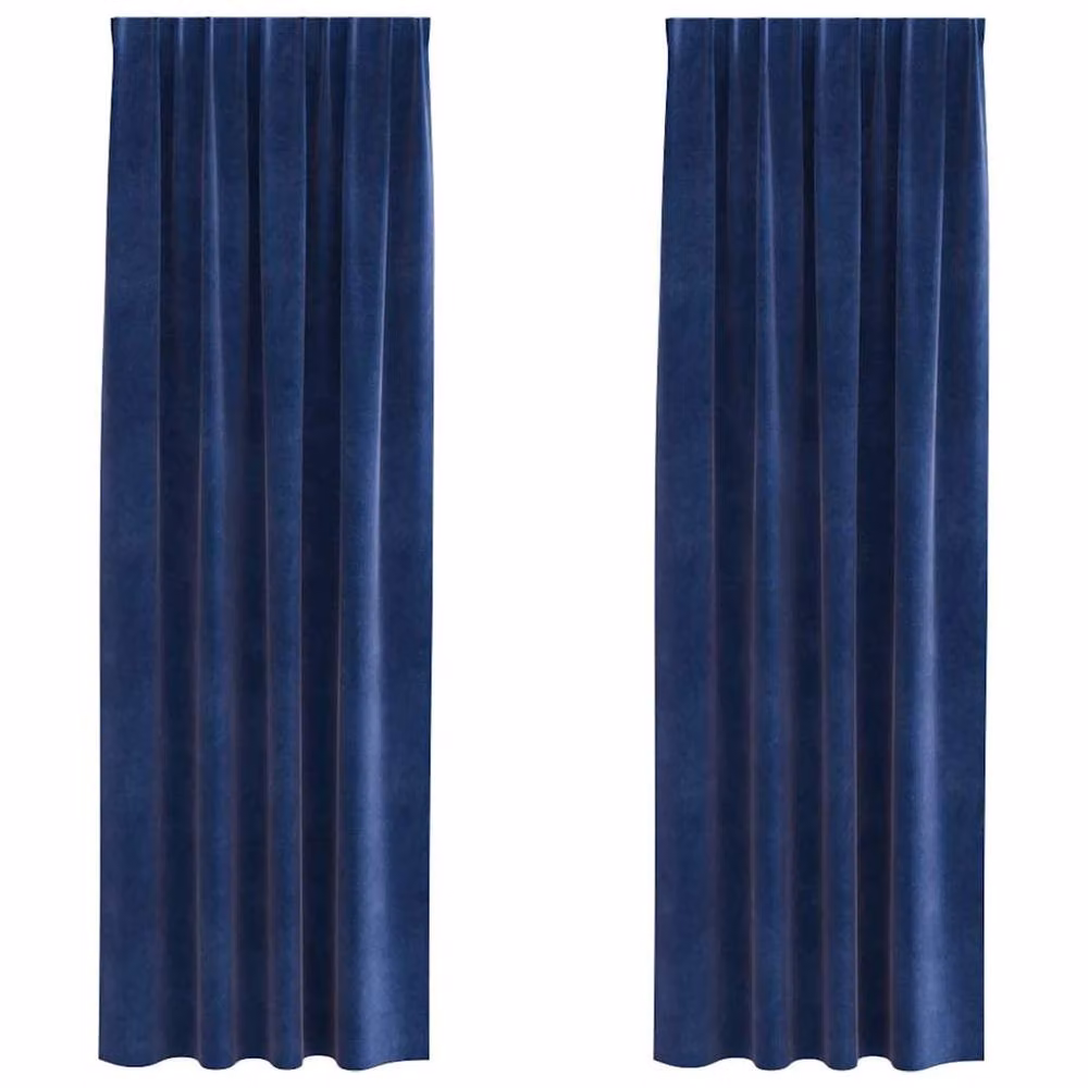 Berkfield Home Elegant Dark Blue Velvet Blackout Curtains with Top Tape, 2 Pack – 3