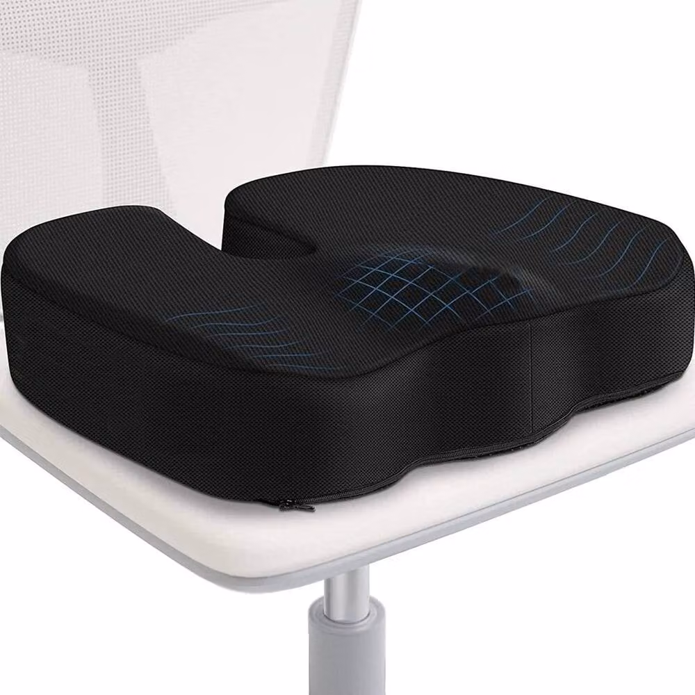 FLAVORA Orthopaedic Memory Foam Coccyx Pain Relief Seat Cushion in Black, W/D/H: 100 x 190 cm