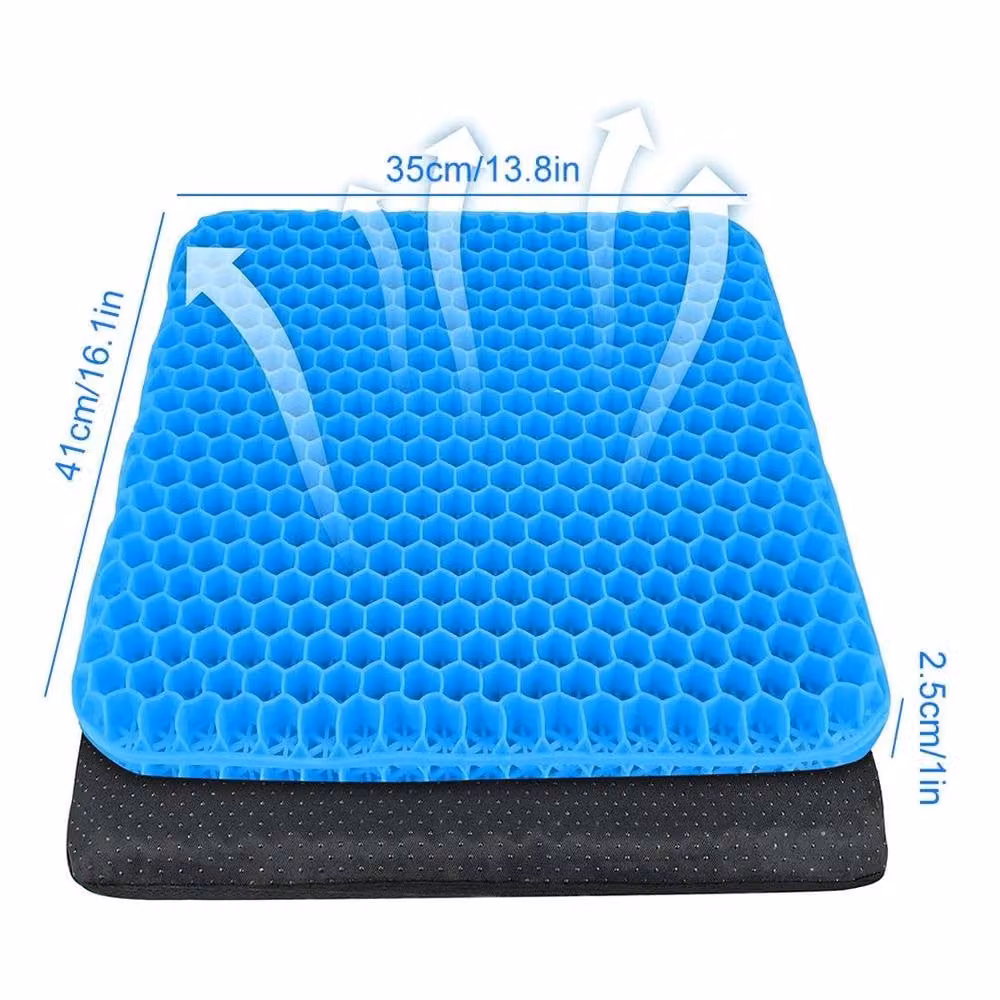 KORVIXA Blue Double Thick Soft Sitter Cushion, Ergonomic Foam and Gel, W/D/H: 120 x 90 x 2.5 cm – 1