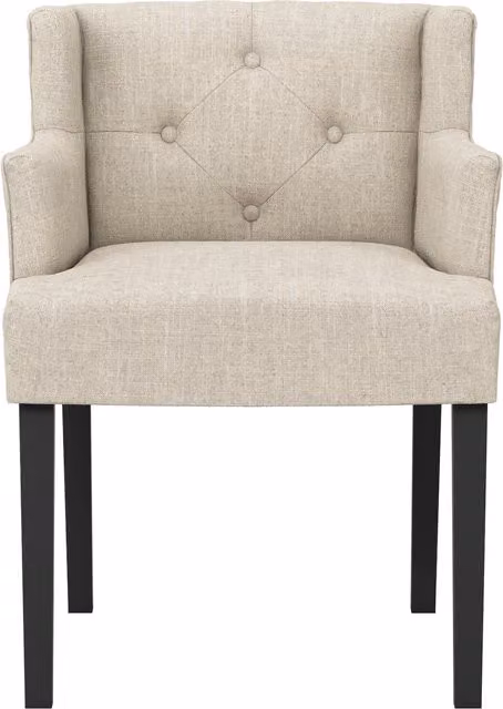 Lemon Pavilion Furniture Shay Winged Indoor Dining Chair with Arms in Beige Linen Blend and Rubberwood – 1