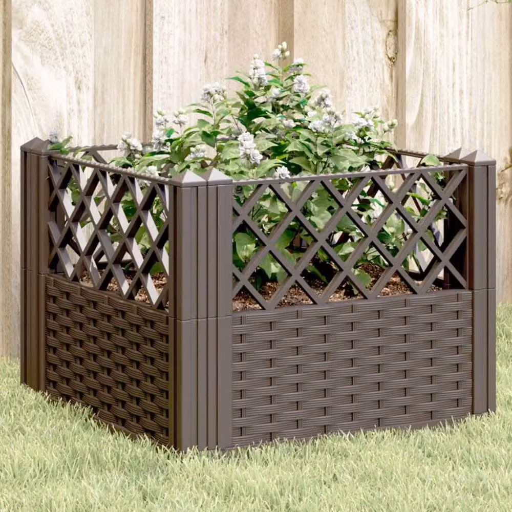 Berkfield Home Brown Plastic Garden Planter Tub with Pegs W/D/H: 43.5 x 43.5 x 43.5 cm – 2
