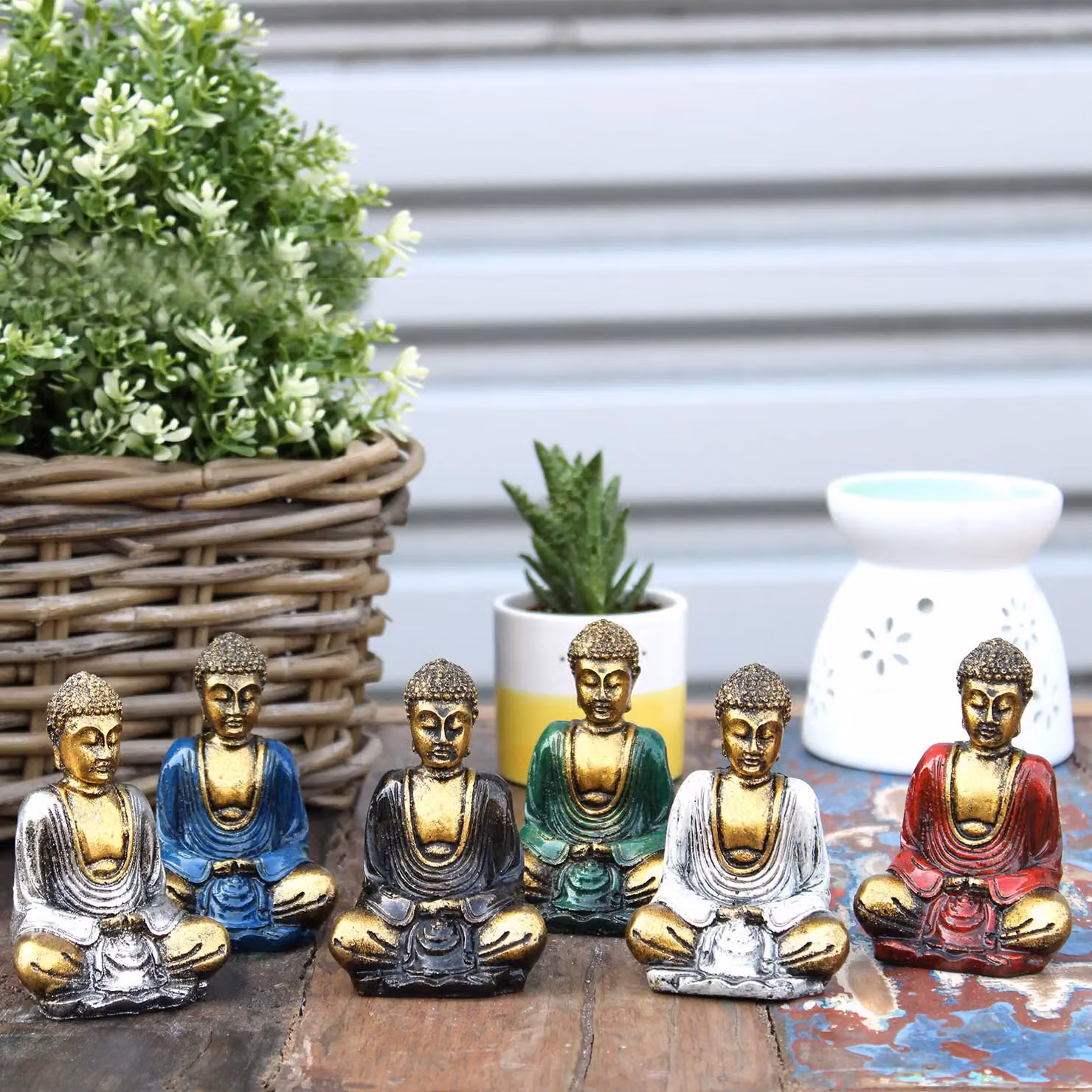 KDMD Gold Mini Buddha Ceramic Tabletop Set of 6 in Assorted Colours – 2