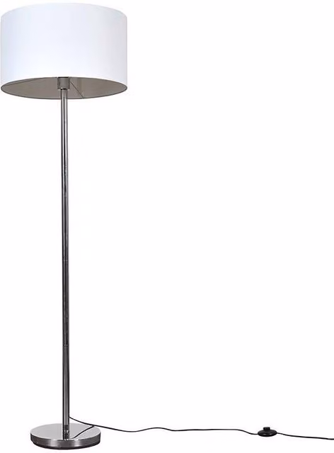 ValueLights Charlie Silver and White Chrome Floor Lamp with Fabric Cylinder Shade – 1