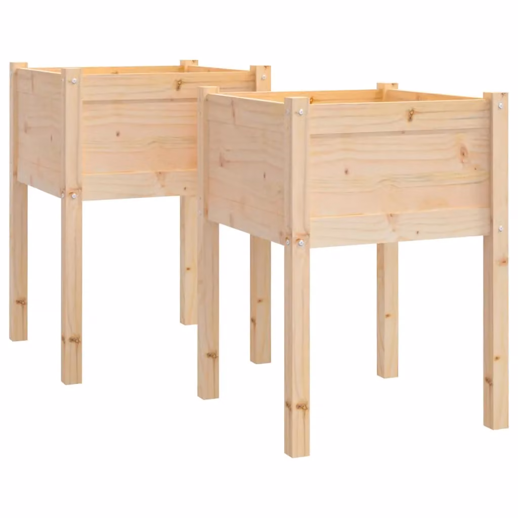 Berkfield Home Garden Planters, 2 Piece Brown Wood Set, W/D/H: 50 x 50 x 70 cm – 2