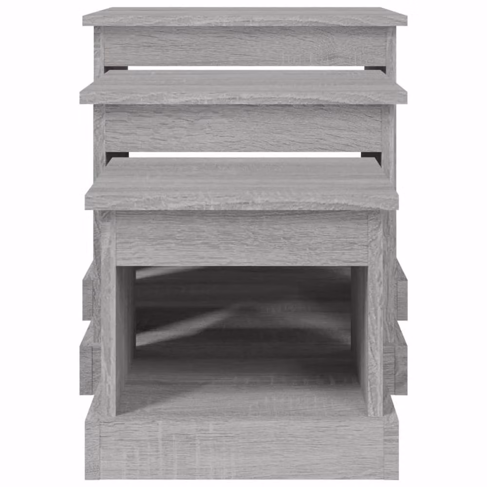 Berkfield Home Nesting Tables, 3 Piece Set in Grey Sonoma Engineered Wood – 3