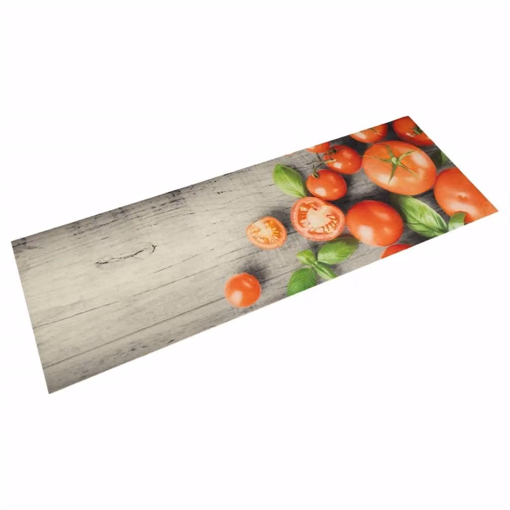 Berkfield Home Washable Kitchen Rug with Tomato Design in Grey and Multicolour, W: 60 cm, L: 180 cm