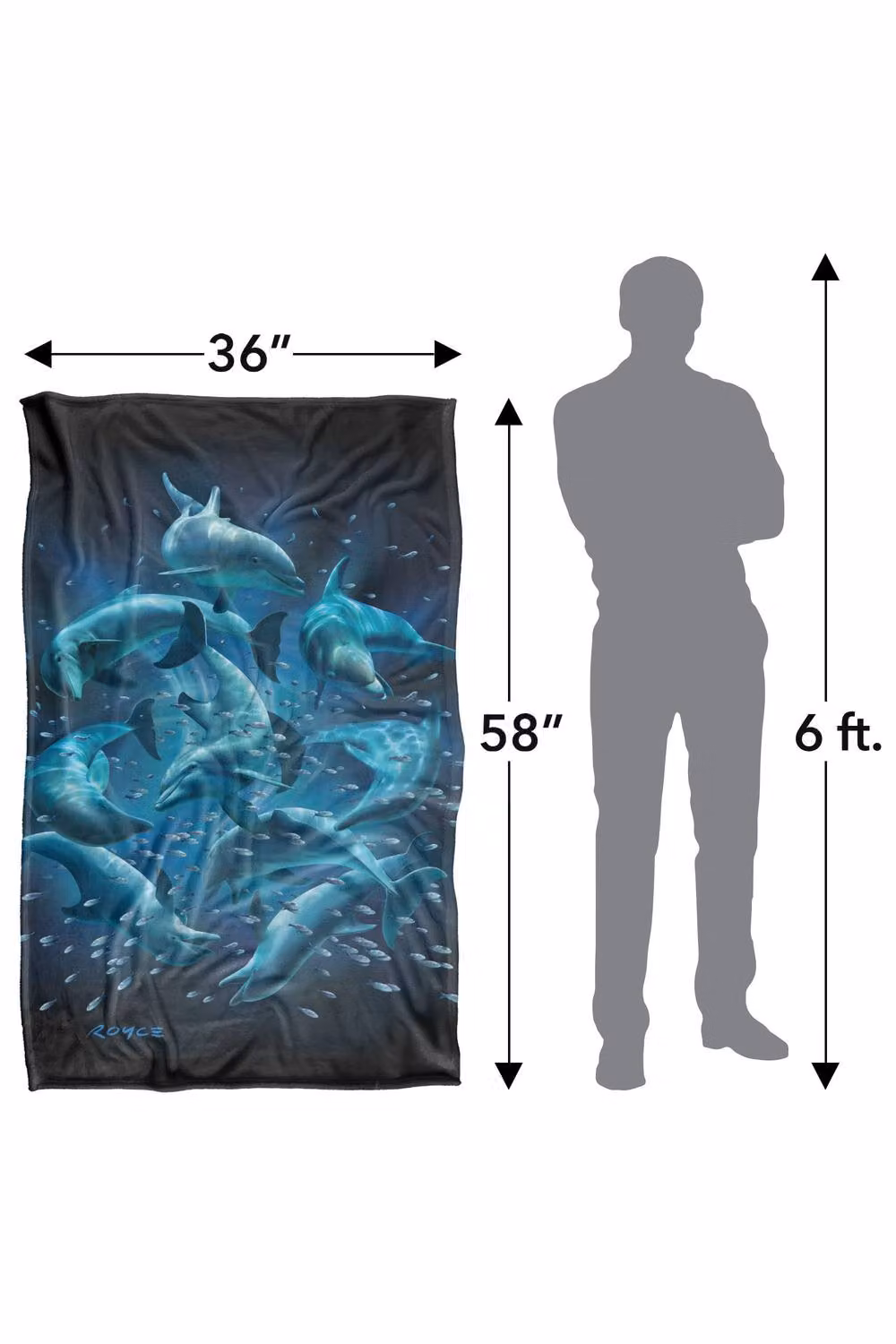 JQ Licensing Royce Mcclure Dolphin Twister Super Soft Silky Touch Fleece Throw Blanket in Blue and Multicolour, W/D/H: 91 x 147 cm – 8