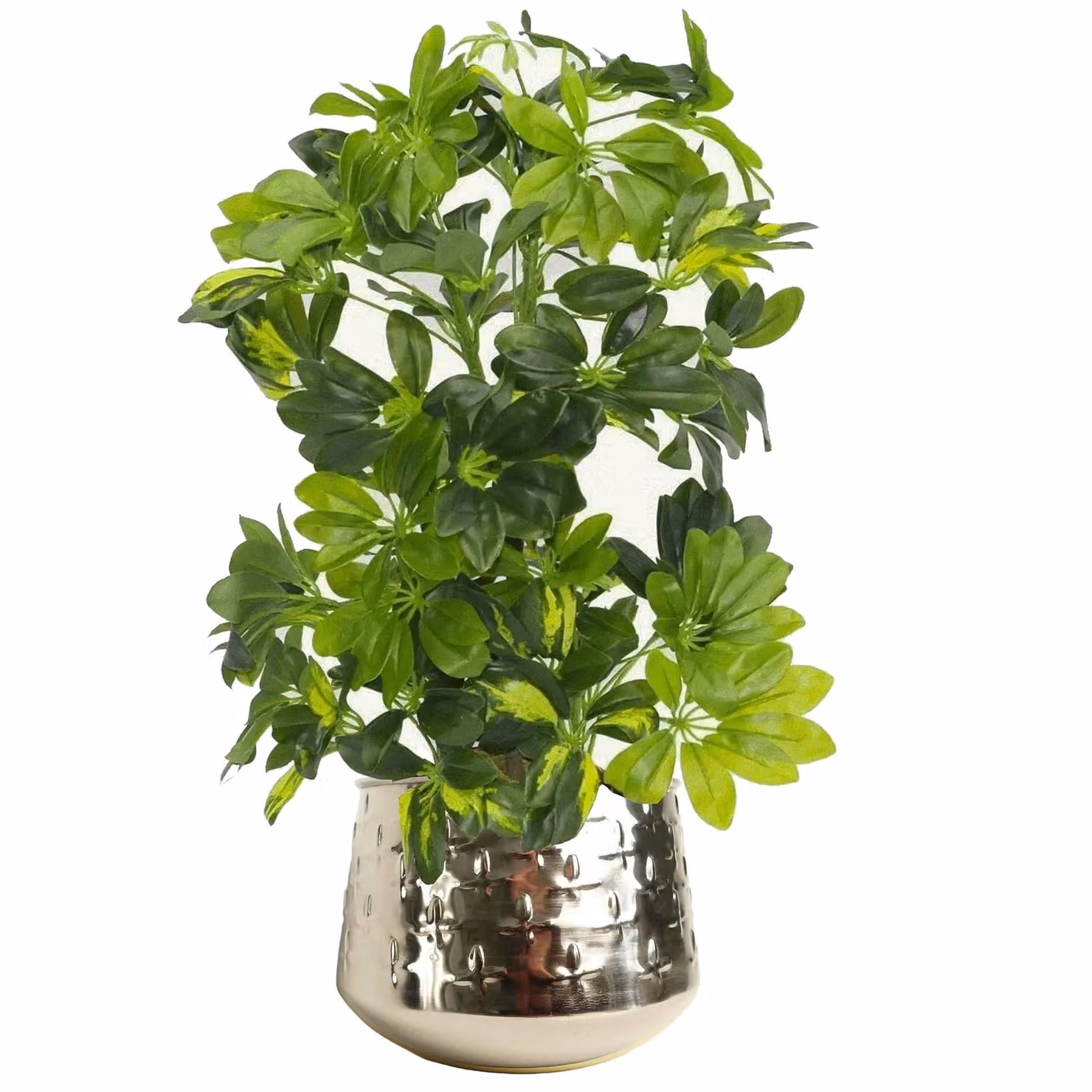 Leaf Silver Metal Round Tabletop Planter H 24 cm x W 18 cm x D 18 cm – 2