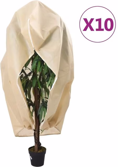 Berkfield Home Plant Fleece Covers with Zip, 10 Pack, Beige, W: 2 m, H: 2.36 m – 1