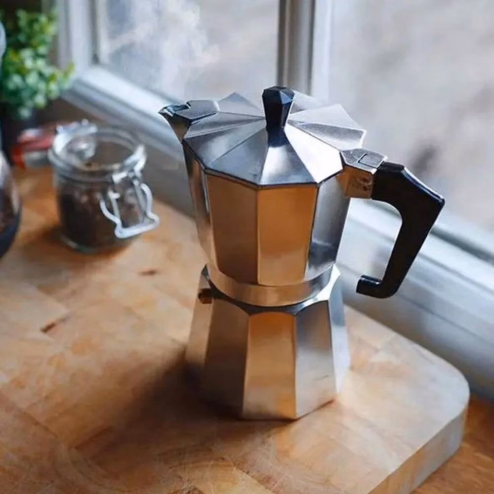 NESTLUNE Italian Moka Pot Espresso Stove Top Coffee Maker, 150ml, Silver – 3
