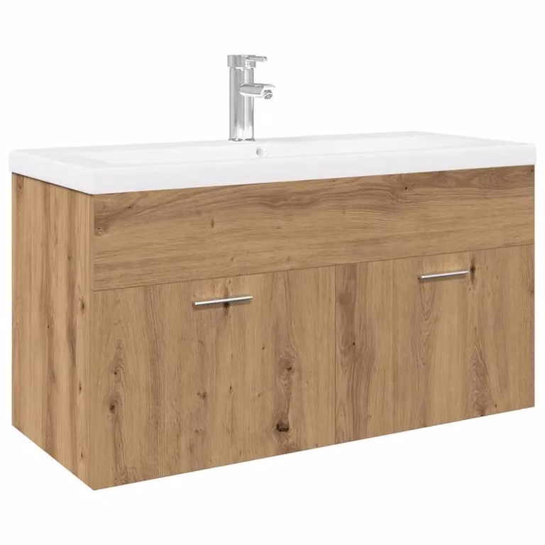 Berkfield Home Artisan Oak Sink Cabinet with Built-in Basin in Brown