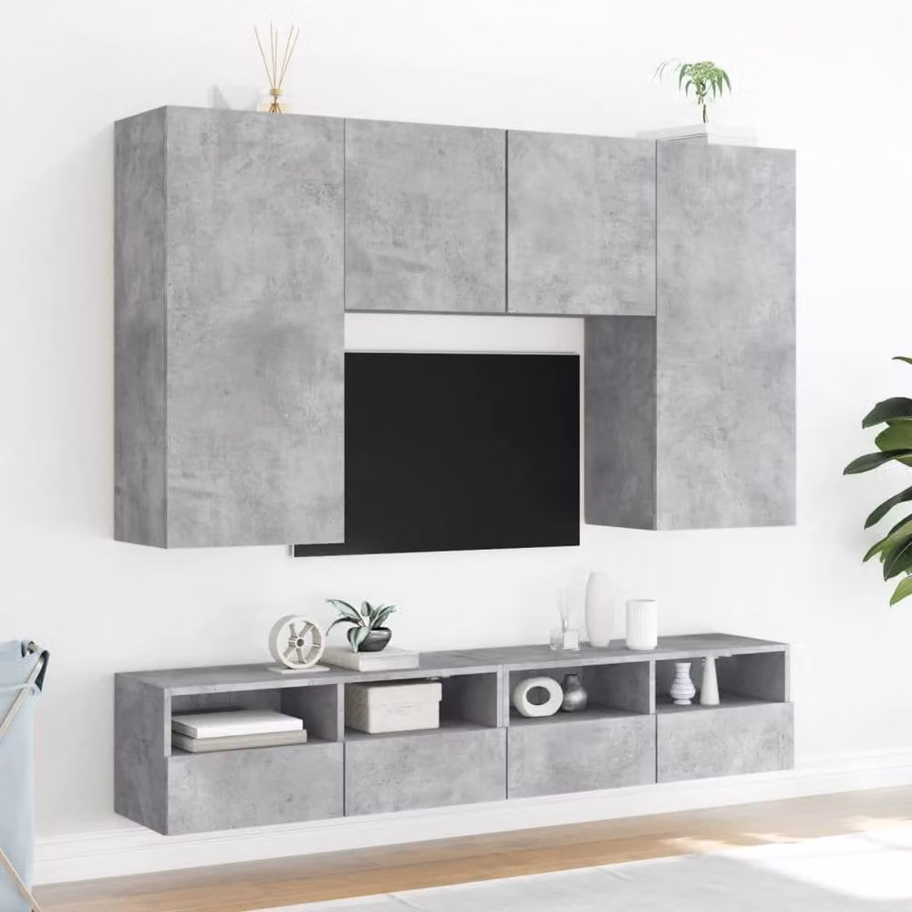 Berkfield Home Modern Wall Mounted TV Cabinet in Concrete Grey, W/D/H: 100 x 30 x 30 cm – 4