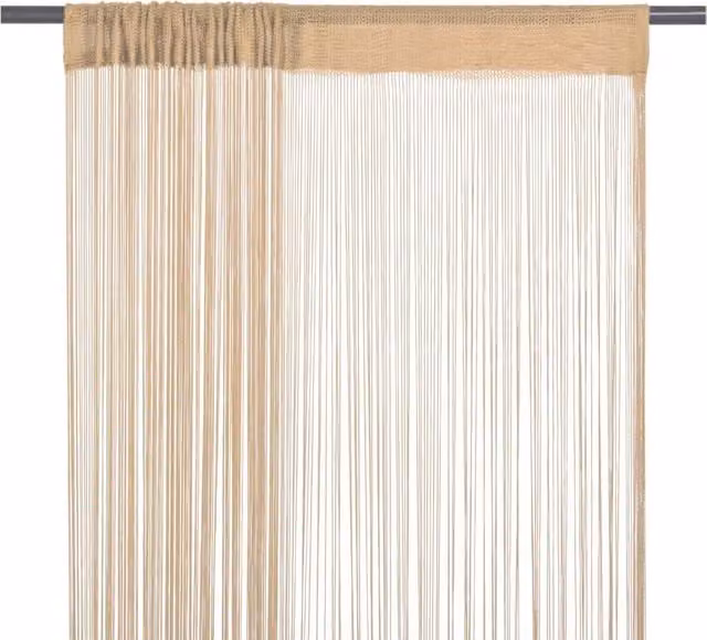 Berkfield Home String Curtains, 2 Pack, Beige, W: 140 cm, H: 250 cm