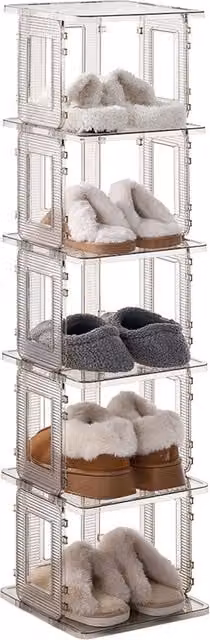 Garden Sanctuary 5-Tier Adjustable Plastic Shoe Rack in Transparent and Grey
