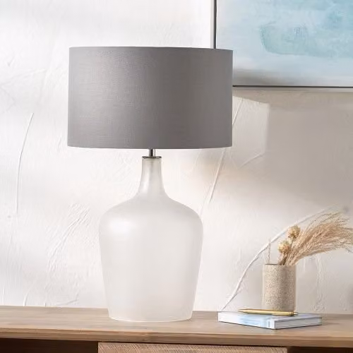 Ruma Modern Frosted White Glass Table Lamp