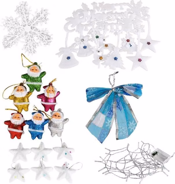 KDMD Multicolour Christmas LED Bowknot Word Plate Snowflake Star Santa Decor Kit