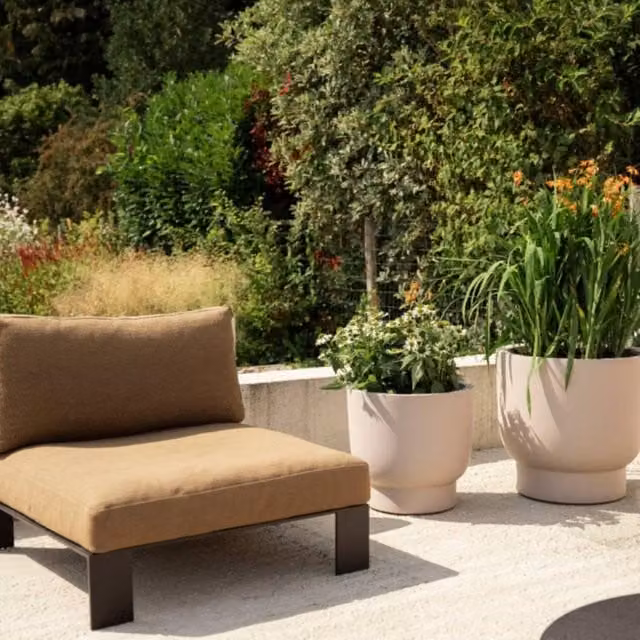 Charles Bentley Elho Amber Grail 40 Plant Pot in Beige for Indoor and Outdoor Use