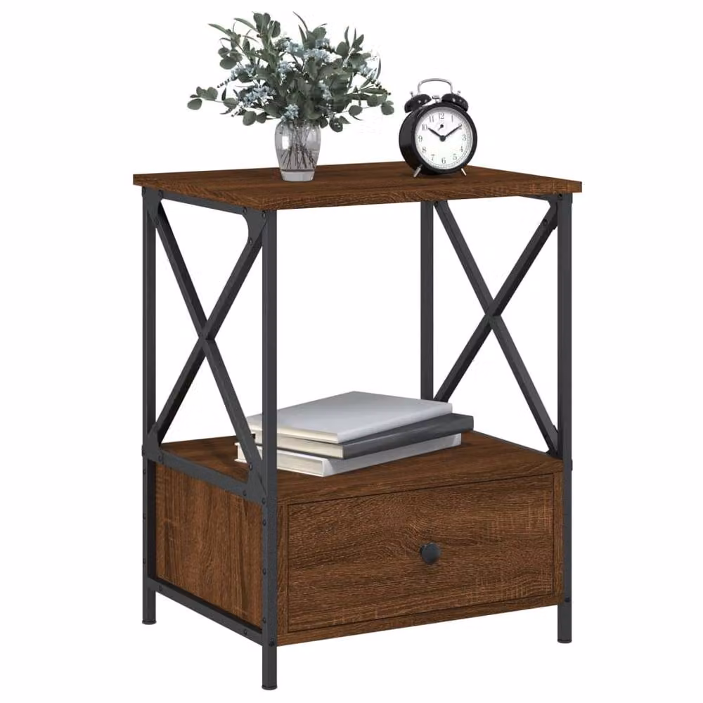 Berkfield Home Brown Oak Bedside Table W/D/H: 50 x 41 x 65 cm – 3