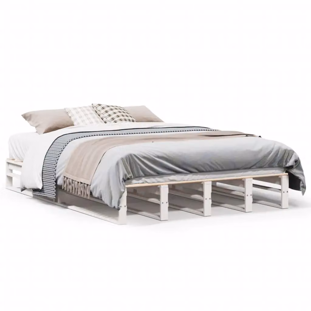 Berkfield Home Modern White Solid Pine Wood Bed Frame W/D/H: 140 x 200 cm – 2