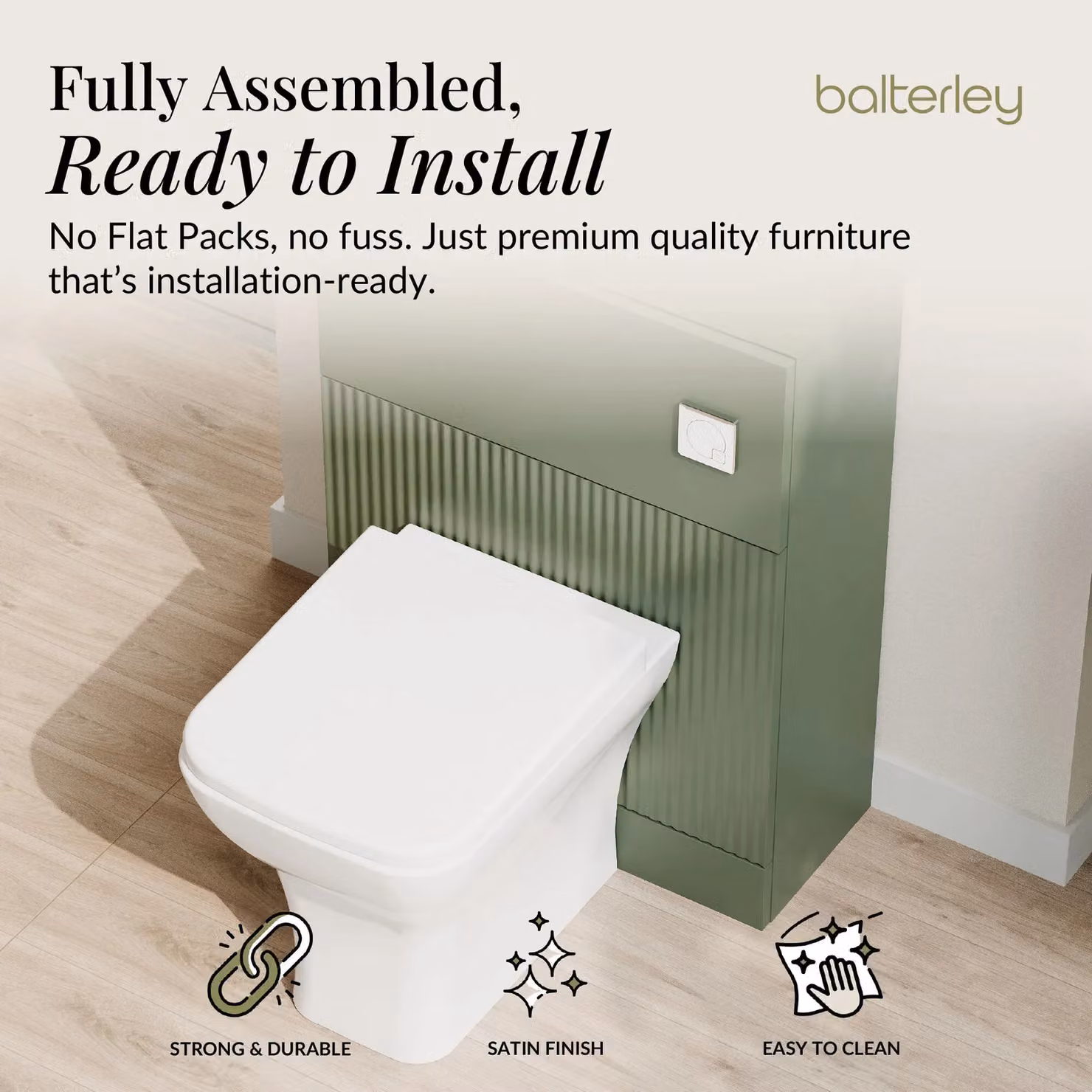 Balterley Fluted Matt Green Floor Standing WC Unit – 2