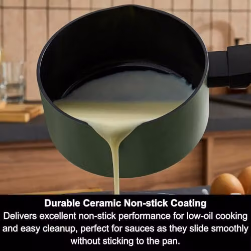 Morphy Richards Green Ceramic and Aluminium Milk Pan, 14 cm – 3
