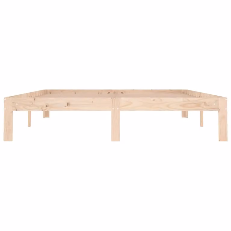 Berkfield Home King Size Solid Pine Wood Bed Frame, Brown, W/D/H: 150 x 200 cm