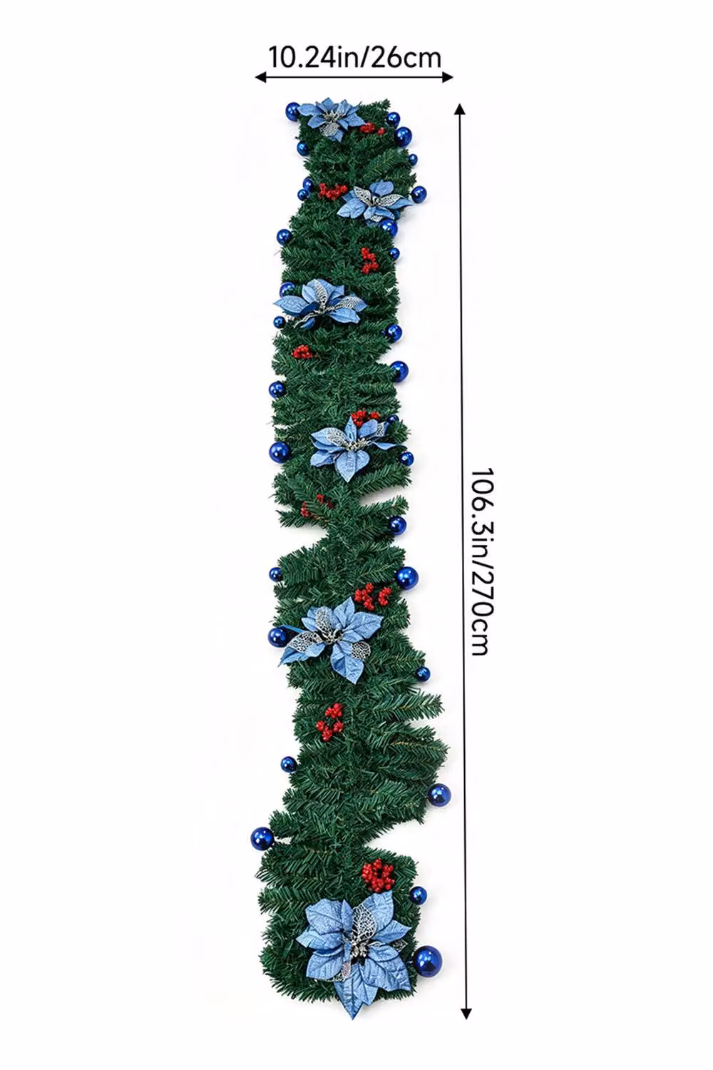 Living and Home 2.7m Artificial Christmas Garland with Warm White LED Lights in Green, Red or Multicolour – 5