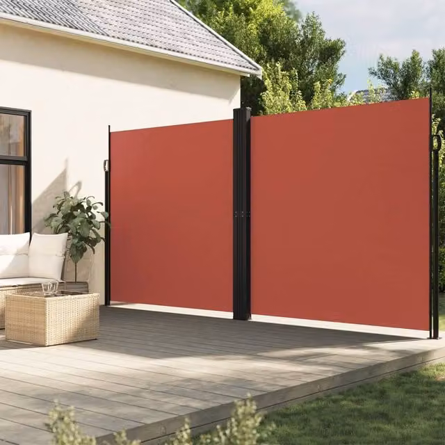 Berkfield Home Retractable Side Awning in Orange Polyester, W: 200 cm, H: 1000 cm