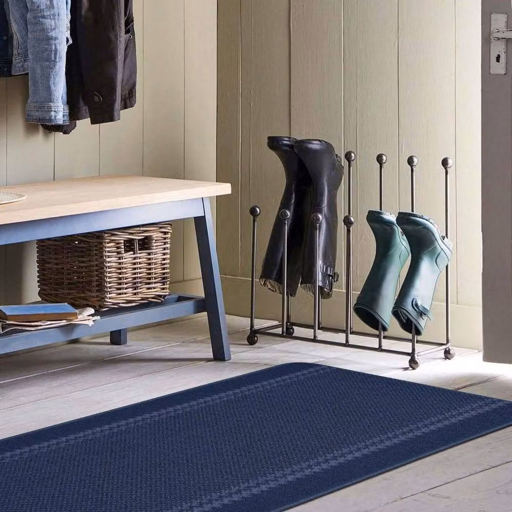 The Rug Shop UK Blue Striped Machine Washable Anti-Slip Polypropylene Floor Mat, W: 67 cm x L: 180 cm – 3
