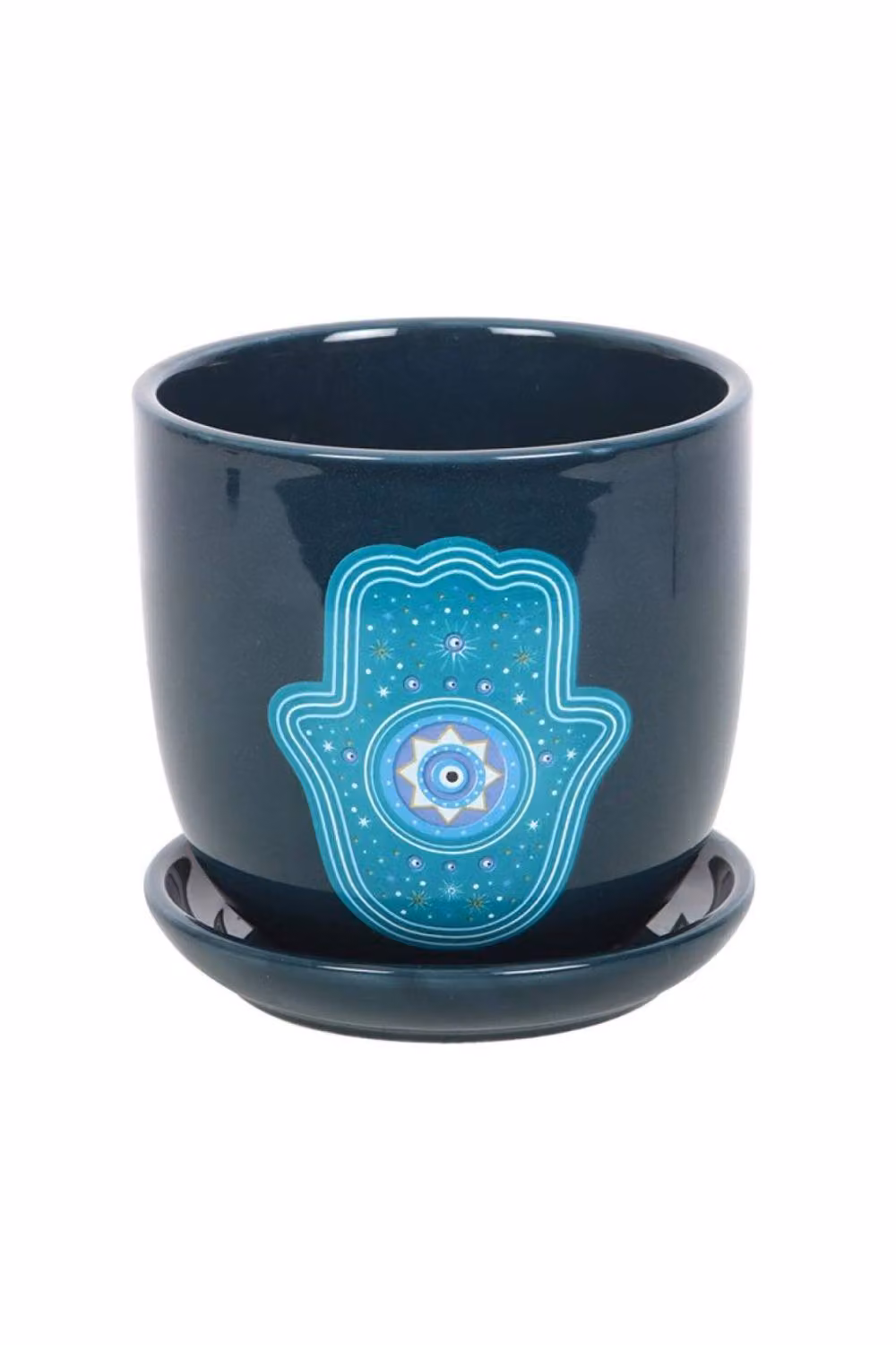 KDMD Hand of Hamsa Ceramic Plant Pot for Indoor Plants and Succulents, Blue – 2