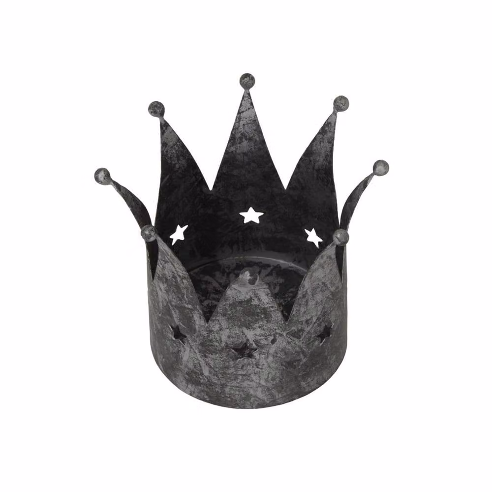 Lemon Pavilion Furniture and Decor Antique Crown Metal Pillar Candle Holder, Silver, W: 10 cm, D: 10 cm, H: 10 cm – 2