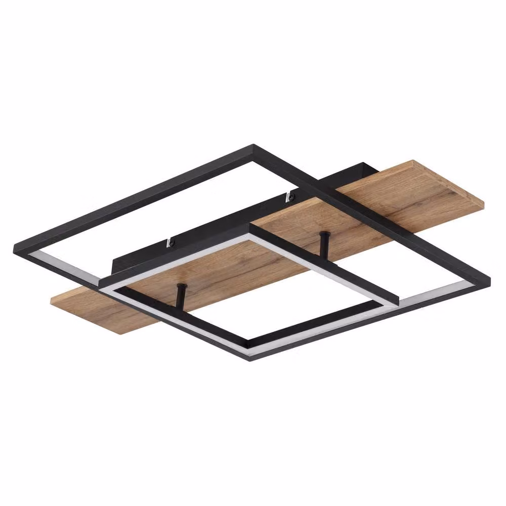 Netlighting Vanni Modern Rectangular Semi Flush Ceiling Light, Matt Black, W/D/H: 60 x 40 x 10 cm, 2x LED 3000K Warm White – 2