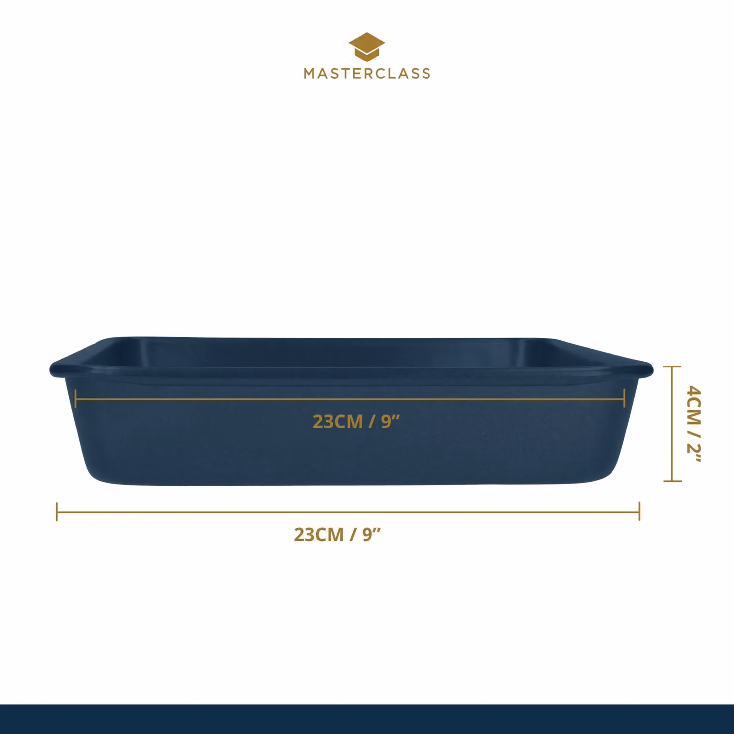 MasterClass Non-Stick Square Carbon Steel Cake Tin, Grey, 23 cm – 6