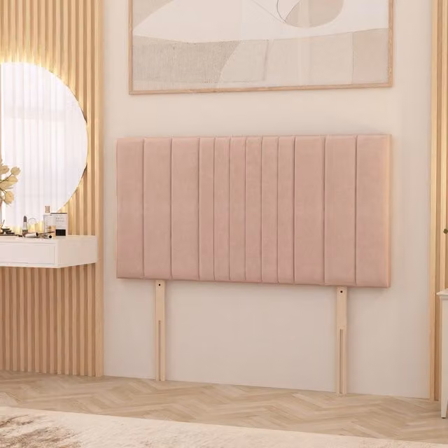 Somnior Beds Ltd Arizona Plush Velvet 32 inch Divan Headboard, Pink, Single