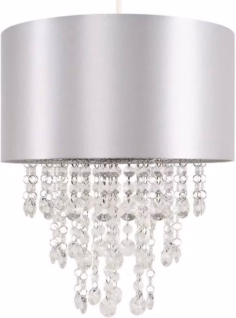 ValueLights Jesmond Grey Jewel Effect Acrylic Ceiling Pendant Shade with Warm White Bulb