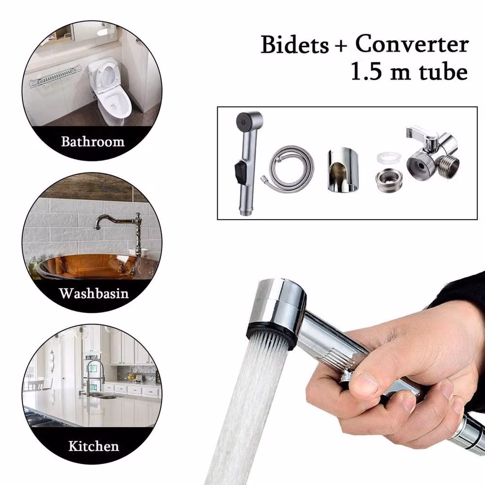 FLAVORA Silver Plastic Faucet Sprayer Sink Hose Attachment Shower Tap – 4