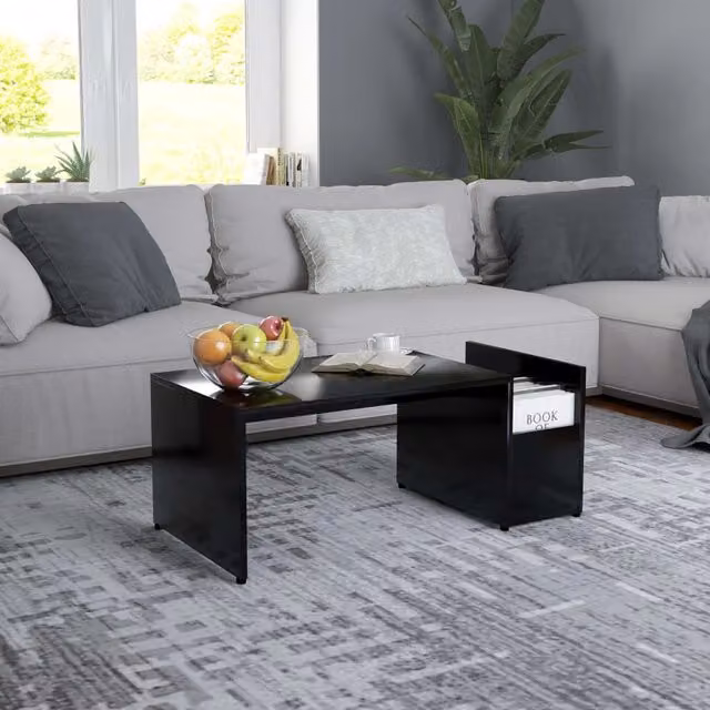 Berkfield Home Black Geometric Coffee Table, W/D/H: 90 x 45 x 35 cm