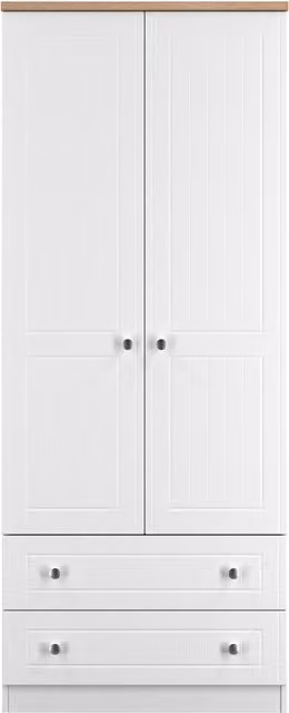 2 U Norton Ready Assembled 2 Door 2 Drawer Wardrobe in White