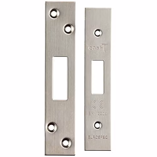 Loops Satin Stainless Steel Deadbolt Lock Forend Strike and Fixing Protective Plate Set, Silver, 4 Pack