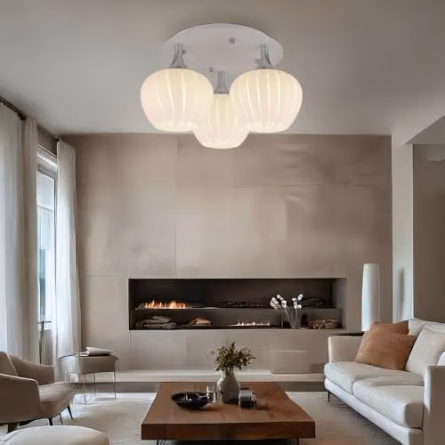 Netlighting Maxy Globe Ceiling Light in White and Chrome with 3x E27 Glass Shades – 3