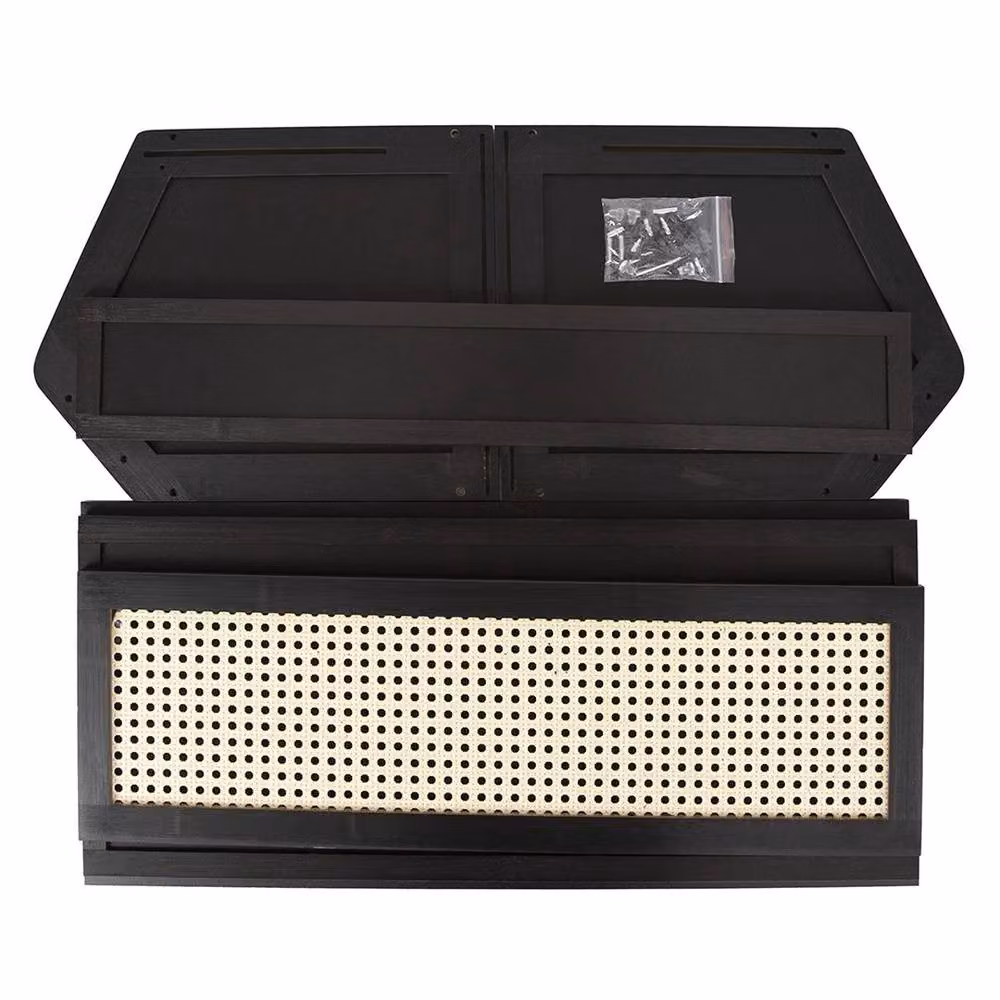 KORVIXA Black Bamboo and Rattan Bedroom Storage Cupboard, W/D/H: 31.0 x 30.0 x 30.0 cm – 5