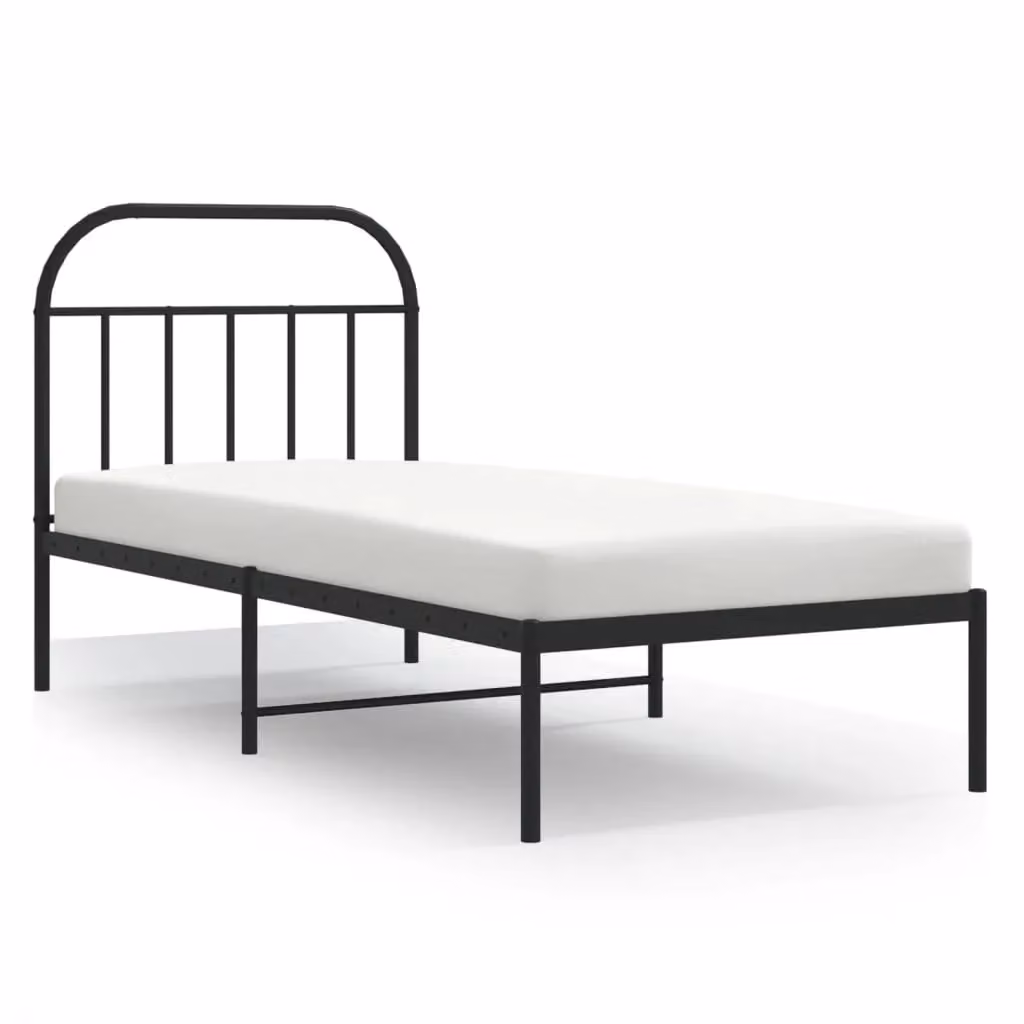 Berkfield Home Metal Bed Frame with Headboard in Black, W/D/H: 90 x 200 cm – 2
