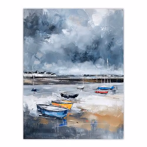 Artery8 Fishing Boats Yorkshire Coast Beach East Riding Large Wall Art Paper Poster Print, Multicolour, 18 x 24 Inch