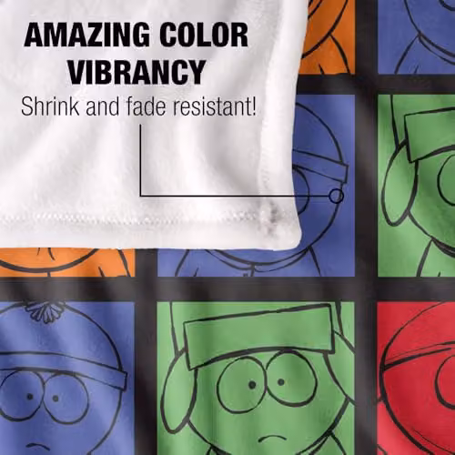 South Park Character Tiles Silky Touch Super Soft Microfibre Throw Blanket, Multicolour, W/D/H: 152 x 127 cm – 3