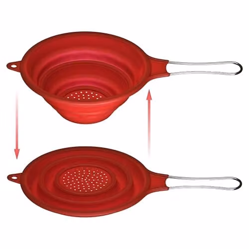 Orsina Red Silicone Zing Collapsible Colander with Handles, W/D/H: 26 x 11 x 5 cm